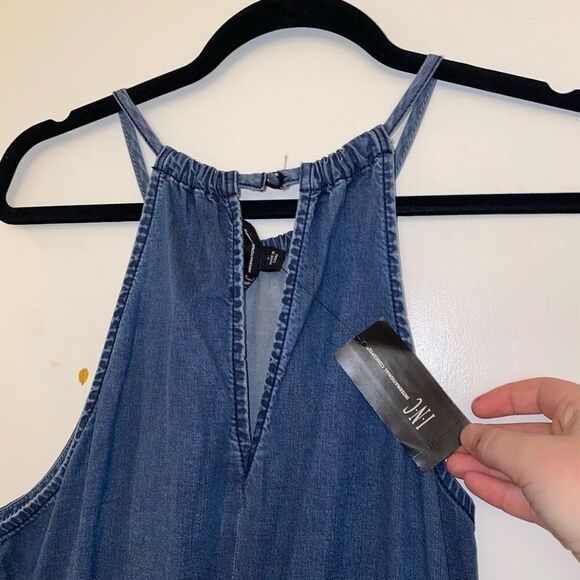 International Concepts Ombre Blue Denim Asymmetrical Maxi Dress Large NWT - Picture 5 of 10